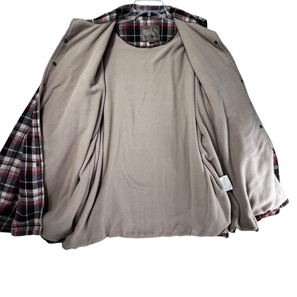 Cold Storage Mens Red Black Plaid Flannel Shirt Jacket Fleece Shacket XL Snaps - Picture 3 of 14